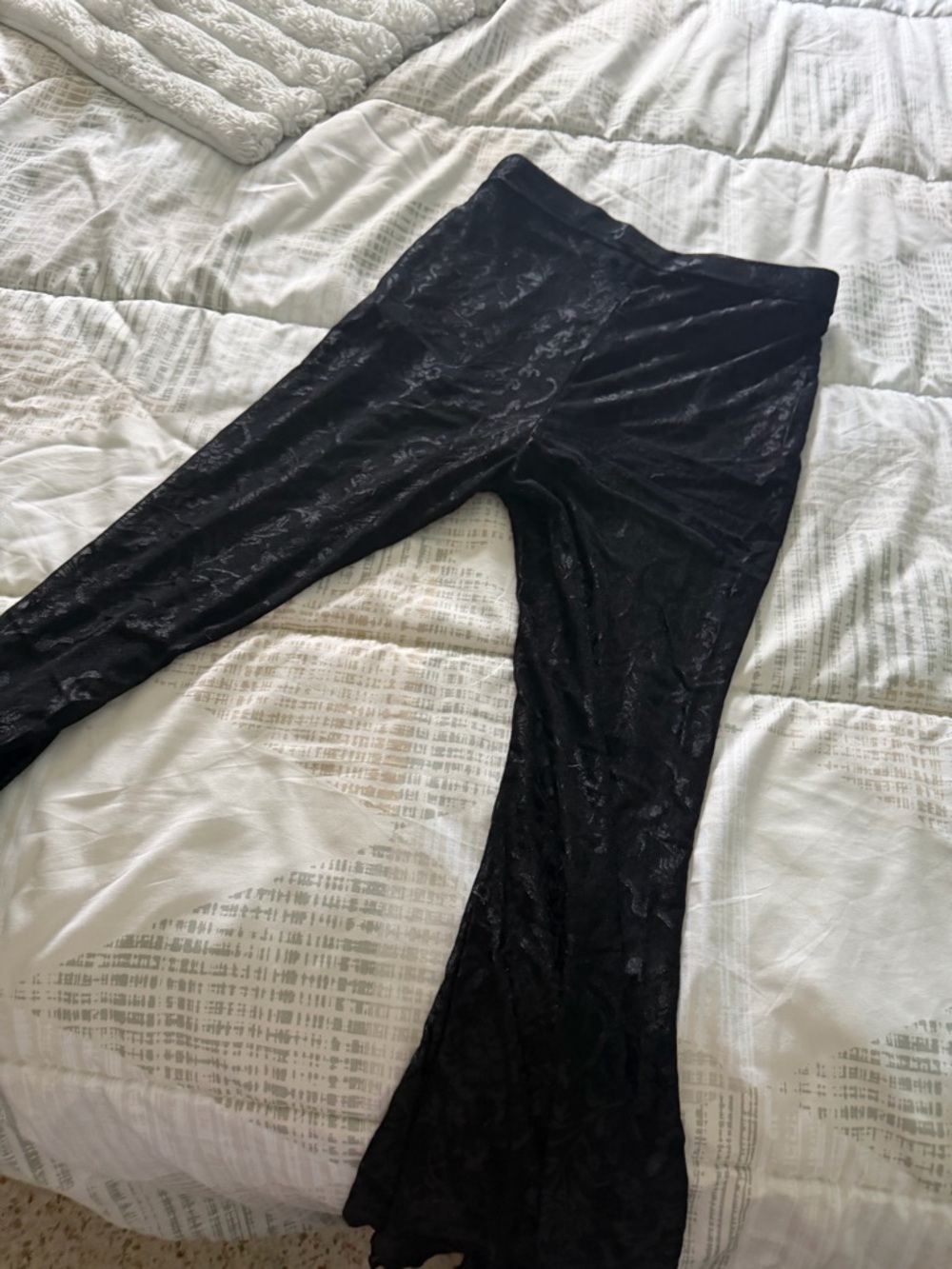 Black Velvet Flare Leggings